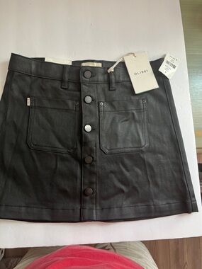 Girl ‘s DL1961 Black Button-Front Mini Skirt with Patch Pockets Size 16